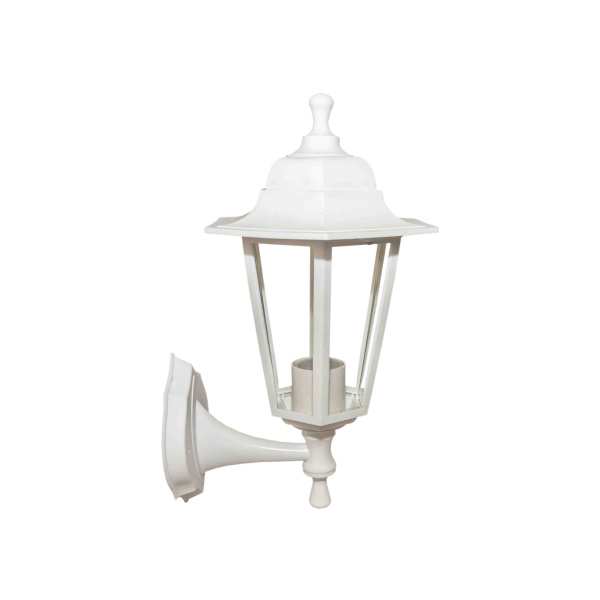 11-99 НБУ 06-60-001 ЛЕДА1 БЕЛ Светильник-фонарь настенный белый 6-гранный прозрачное стекло APEYRON