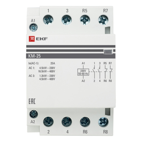 Контактор модульный КМ 25А 2NО+2NC (3 мод) PROxima EKF