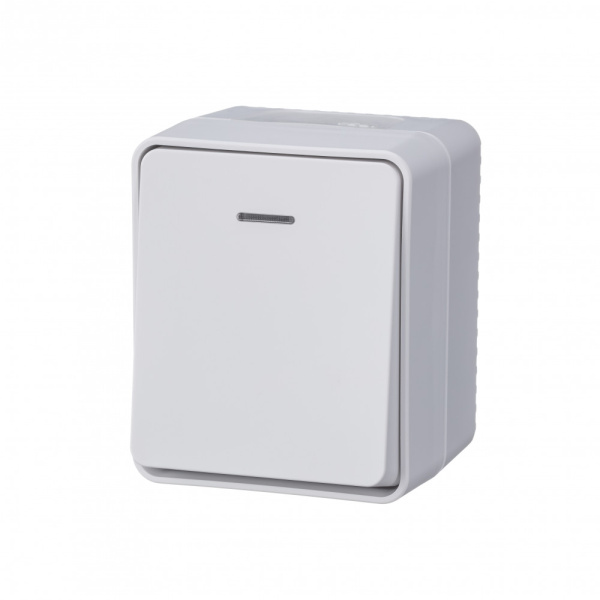 AtlasDesign Profi54 Выключатель ОУ 1 кл. с подсветкой 10А белый IP54 Schneider Electric