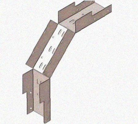 Лоток замковый перфорированный КСЗ 200х150-90 УХЛ1 для поворота трассы вниз на 90, горячее цинкование, S1,5