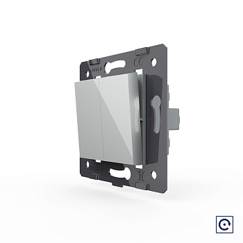 Двухклавишная механическая кнопка (звонок), цвет серый (механизм) Livolo