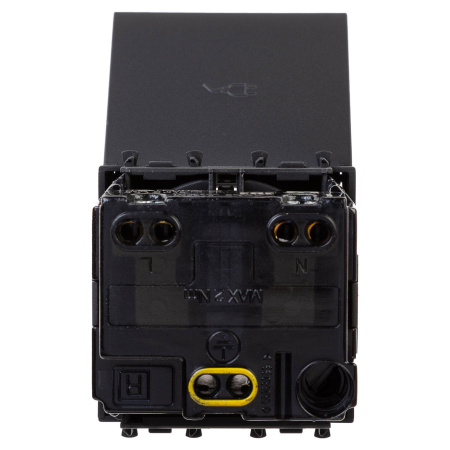 Розетка с крышкой модульная, 2P+E, с з/ш, "Avanti", "Черный матовый", 2модуля DKC