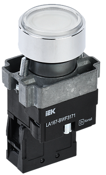 Кнопка управления LA167-BWF3171 d=22мм RC 1з с подсветкой белая IEK