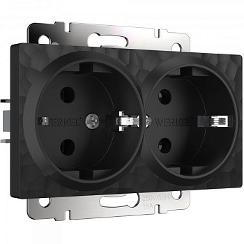 Hammer Механизм розетки без лицевой панели СУ 2 мест. с зазем. 16А Черный IP20 Werkel