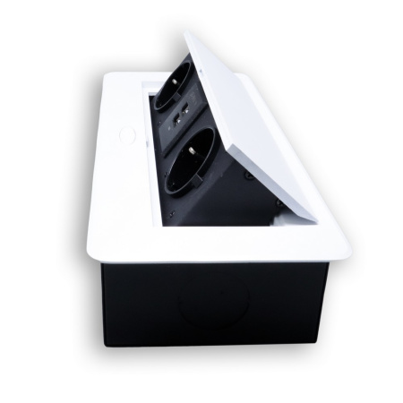 Розетка горизонтальная выдвижная 2 Euro 16A, 2 USB A с блоком 5В/2.1А белый RocketSocket