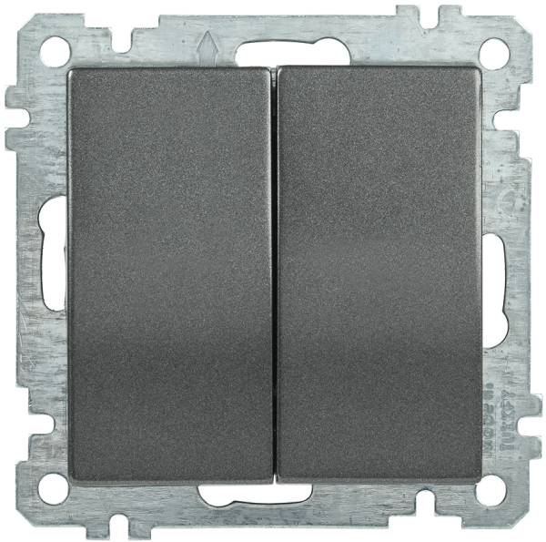 Выключатель 2-клавишный ВС10-2-0-Б 10А BOLERO антрацит IEK