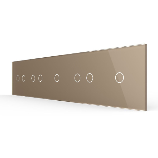Панель для пяти сенсорных выключателей, 8 клавиш (2+2+1+2+1), цвет золотой, стекло Livolo