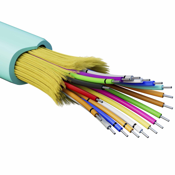 Кабель волоконно-оптич., расп.,арамидные упр.нити, внутр., нг(А)-HF, 18 ОВ, категорияOM3 (G.651.1) плотный буфер, 0,4 кН, барабан 2000 м DKC