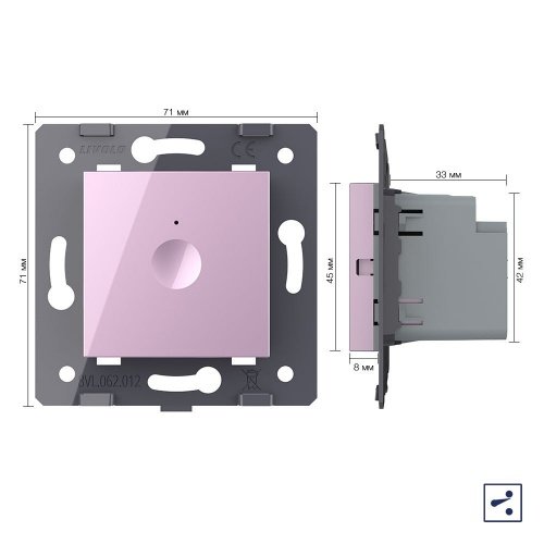 Одноклавишный проходной сенсорный выключатель Module, цвет розовый (механизм) Livolo фото 5