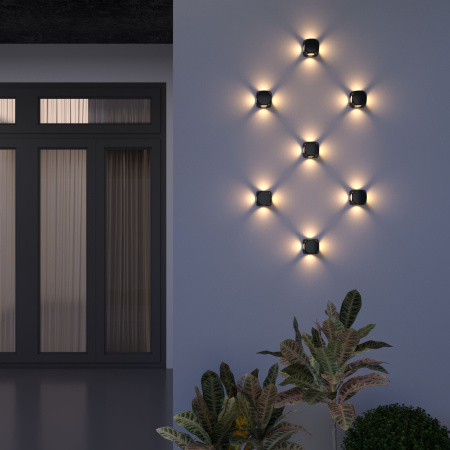 Уличный настенный светодиодный светильник 6Вт 4000К черный IP54 CUBE (a047186) Elektrostandard