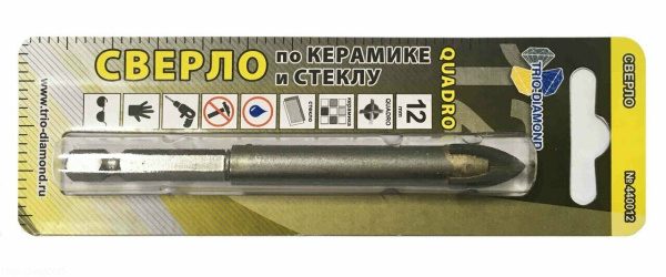 Сверло по керамике и стеклу квадро 12мм 440012 Trio-Diamond