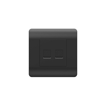 Розетка компьютерная 2xRJ45, черный NEW3-E CHINT