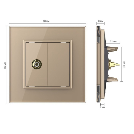 Розетка видео RCA "тюльпан" Золотая Livolo