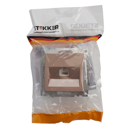 Розетка компьютерная 1-местная RJ-45 (механизм), STEKKER GLS00-7107-02, серия Катрин, шампань Розетка компьютерная 1-местная RJ-45 (механизм), STEKKER GLS00-7107-02, серия Катрин, шампань