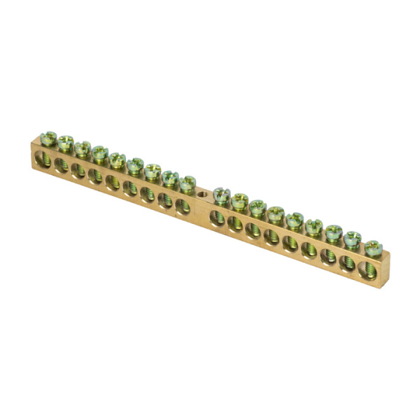 Шина PEN "ноль-земля" (8х12мм) 18 отверстий латунь крепеж по центру PROxima EKF