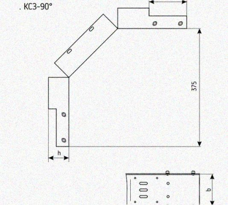 Лоток замковый перфорированный КСЗ 100х100-90 УТ1,5 для поворота трассы вниз на 90, горячее цинкование, S1,0