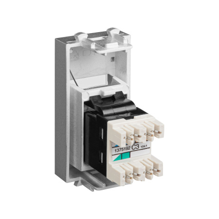 Телефонная розетка RJ-12 модульная, "Avanti", " Закаленная сталь", 1модуль DKC