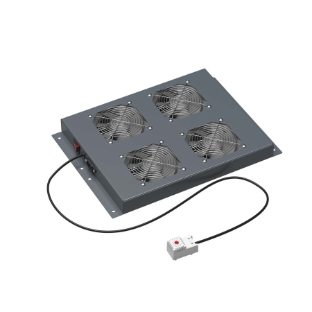 Потолочный модуль 4 вентилятора с термостатом для крыши напольных 19" IT-корпусов ДКС серии CQE шириной 600мм, RAL7011 DKC