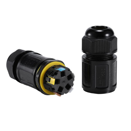 Соединитель-коннектор 5-контактный LD546 с рычажной клеммой, с пружинным контактом, водонепроницаемый, черный STEKKER