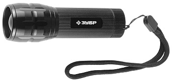 Фонарь "ЭКСПЕРТ" ручной, алюм. корпус, линза, 3режима работы, 3Вт светодиод, регулир. фокусное расст, 3ААА, черный ЗУБР