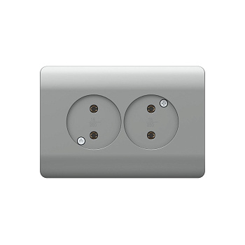 Розетка б/з со шторками двойная, 16А, серебряный NEW3-E CHINT