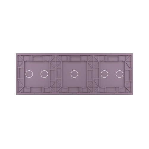 Панель для трех сенсорных выключателей, 5 клавиш (2+1+2), цвет розовый, стекло Livolo фото 4