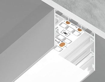Алюминиевый профиль накл/подвес "Profile System" белый/матовый рассеив. 2000*35*35, 2 заглушки, 4 крепл. в компл. (для ленты до 26мм) Ambrella Light