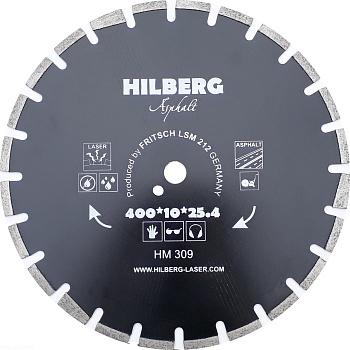 Диск алмазный отрезной 400*25,4*12 Hard Materials Лазер асфальт HM309 Hilberg