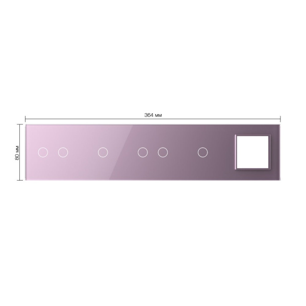 Панель для 4-х сенсорных выключателей и розетки, 6 клавиш (2+1+2+1), цвет розовый, стекло Livolo