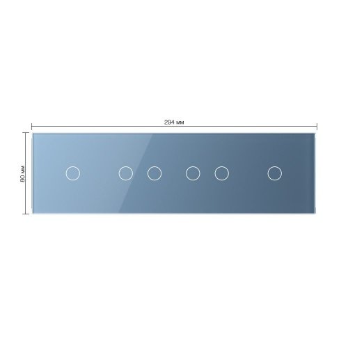 Панель для четырех сенсорных выключателей, 6 клавиш (1+2+2+1), цвет синий, стекло Livolo фото 2