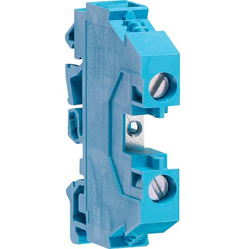 Клемма винтовая для дин-рейки, "Ноль" 1 - 10 мм2, 400В/57A, проходная, синяя, Hager