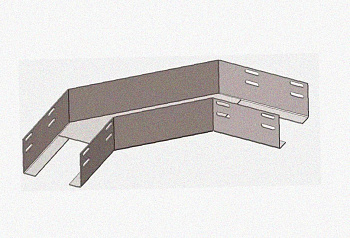 Лоток угловой глухой КГГ 300х110-90 УТ1,5 поворот на 90, горячее цинкование, S1,5