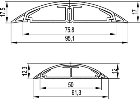 Напольный канал 50х12 мм CSP-F, белый DKC