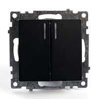 Выключатель 2-кл с инд (мех.), STEKKER GLS10-7102-05, 250В, 10А, серия Катрин, черный