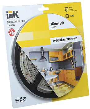 Лента светодиодная 5м блистер LSR-3528Y60-4.8-IP65-12V IEK-eco