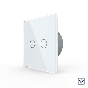 Сенсорный радиоуправляемый выключатель 2 клавиши 1 пост Белый Livolo