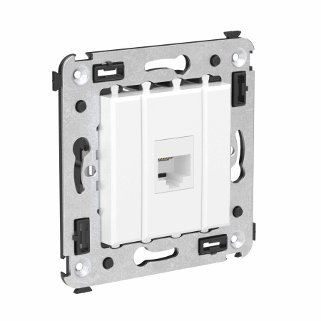 Телефонная розетка RJ-12 без шторки в стену одинарная, "Avanti", "Белое облако" DKC