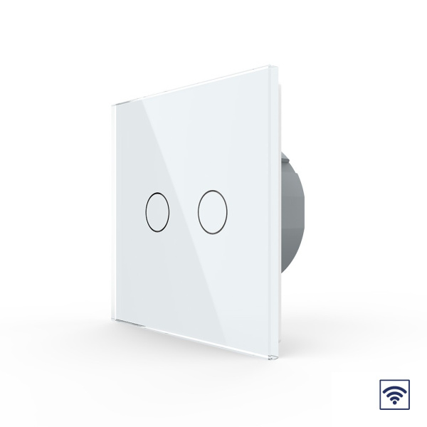 Сенсорный радиоуправляемый выключатель 2 клавиши 1 пост Белый Livolo