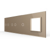 Панель для 3-х сенсорных выключателей и розетки, 5 клавиш (2+2+1), цвет золотой, стекло Livolo