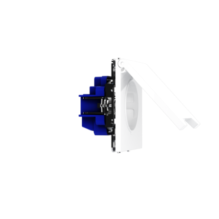Розетка встраиваемая Voltum S70 с заземлением, защитными шторками и крышкой 16А, (белый глянцевый)