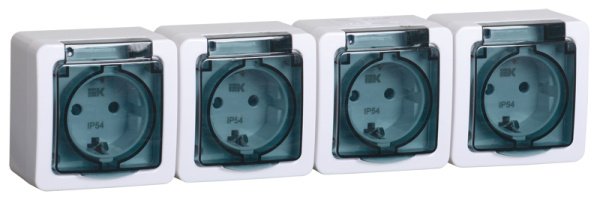 Розетка 4-местная для ОУ РСб24-3-ГПБд с з/з IP54 ГЕРМЕС PLUS (цвет крышки: дымчатый) IEK
