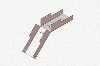 Лоток замковый глухой КСЗГ 200х200-45 УТ1,5 для поворота трассы вниз на 45, горячее цинкование, S1,5