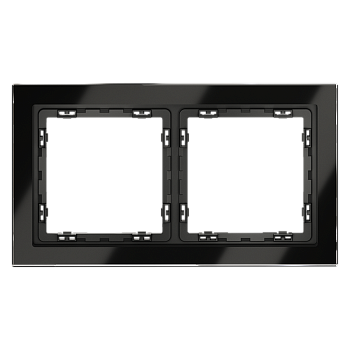 Рамка стеклянная Voltum S70 на 2 поста, (черный, стекло)