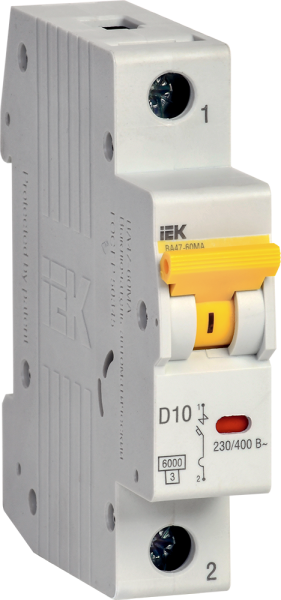 Выключатель автоматический ВА МОД ВА47-60МА без теплового расцепителя 1П 10А 6кА D IEK