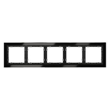 Рамка стеклянная Voltum S70 на 5 постов, (черный, стекло)