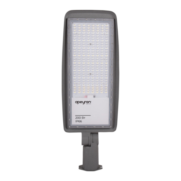 29-13 Светильник светодиодный, уличный, консольный с регулировкой наклона 200Вт, 230/50Гц, 24000лм, 5000К, IP66, КСС "Ш", 641х227х85мм, ø65... APEYRON