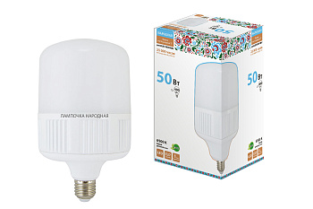 Лампа светодиодная T-50 Вт-230 В-6500 К–E27 (140x238 мм) Народная TDM
