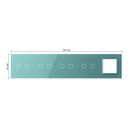 Панель для 4-х сенсорных выключателей и розетки, 8 клавиш (2+2+2+2), цвет зеленый, стекло Livolo
