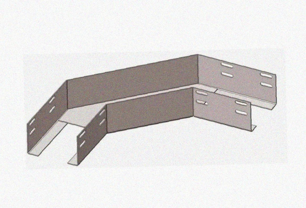 Лоток угловой замковый глухой КГЗГ 400х80-90 УТ1,5 поворот на 90, горячее цинкование, S1,0