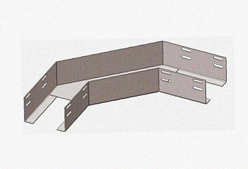 Лоток угловой замковый перфорированный КГЗ 100х100-135 (Rп300) УХЛ1 поворот на 135, радиус поворота трассы 300 мм, горячее цинкование, S1,5